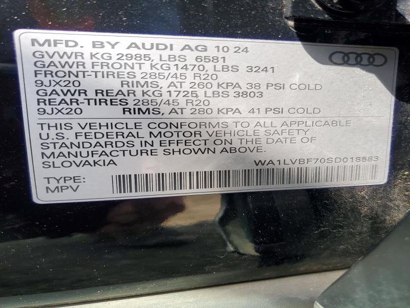 53579516 :رقم المزاد ، WA1LVBF70SD018583 vin ، 2025 Audi Q7 مزاد بيع