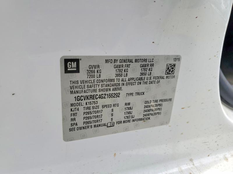 Продаж на аукціоні авто 2016 Chevrolet Silverado, vin: 1GCVKREC4GZ166292, номер лоту: 52330536