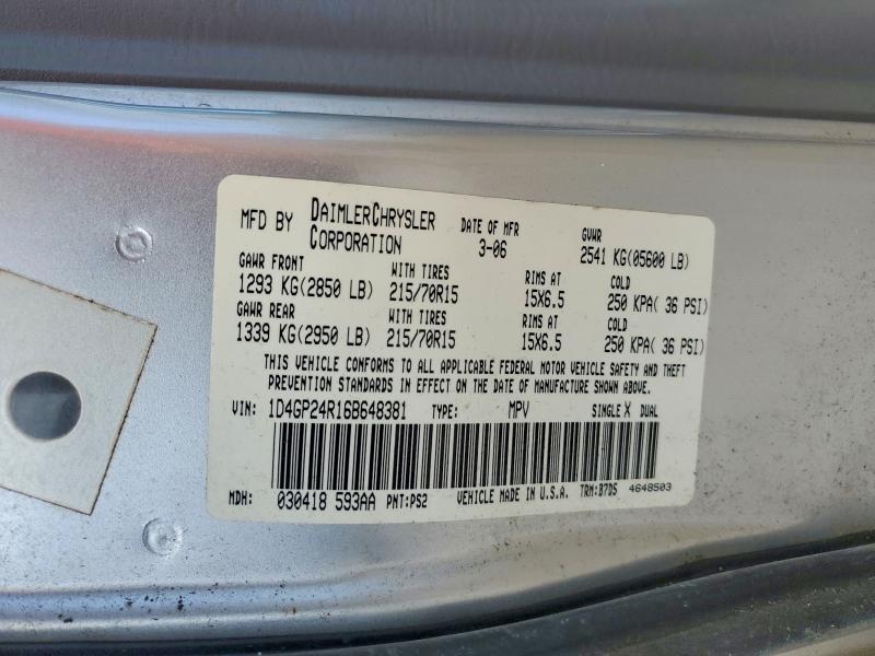 54090246 :رقم المزاد ، 1D4GP24R16B648381 vin ، 2006 Dodge Grand Caravan مزاد بيع