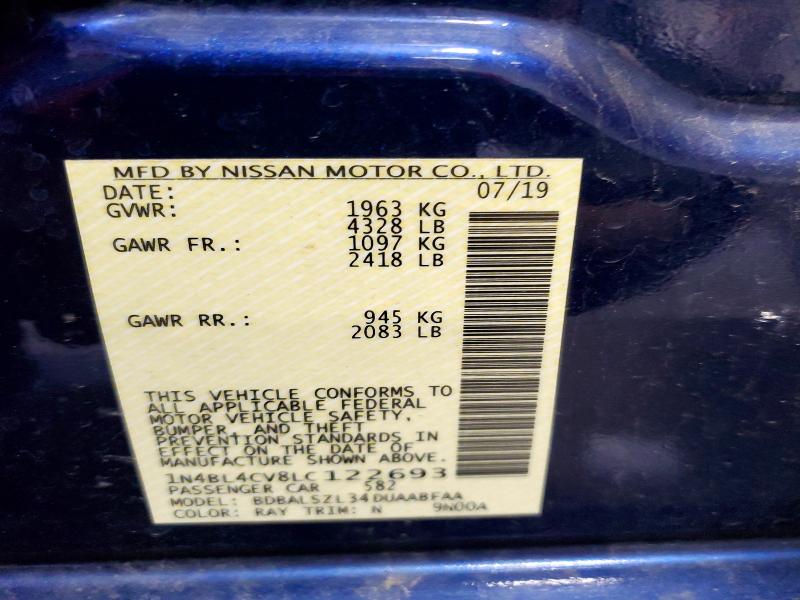 Продаж на аукціоні авто 2020 Nissan Altima, vin: 1N4BL4CV8LC122693, номер лоту: 52496256