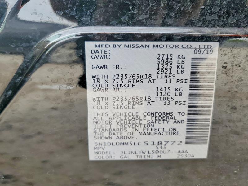 Продаж на аукціоні авто 2020 Infiniti Qx60, vin: 5N1DL0MM5LC518772, номер лоту: 54436836