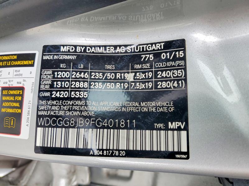 Auction sale of the 2015 Mercedes-benz Glk, vin: WDCGG8JB9FG401811, lot number: 53993086
