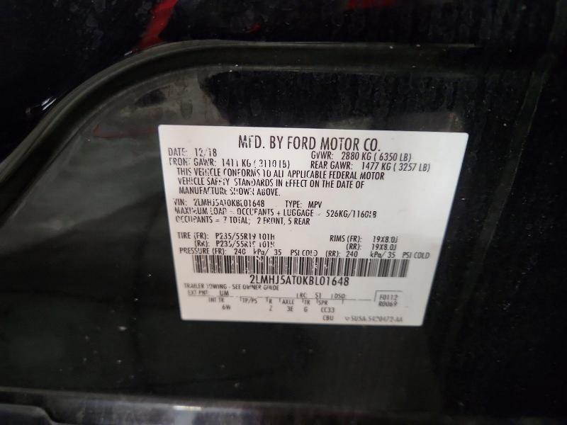 Auction sale of the 2019 Lincoln Mkt, vin: 2LMHJ5AT0KBL01648, lot number: 51842936