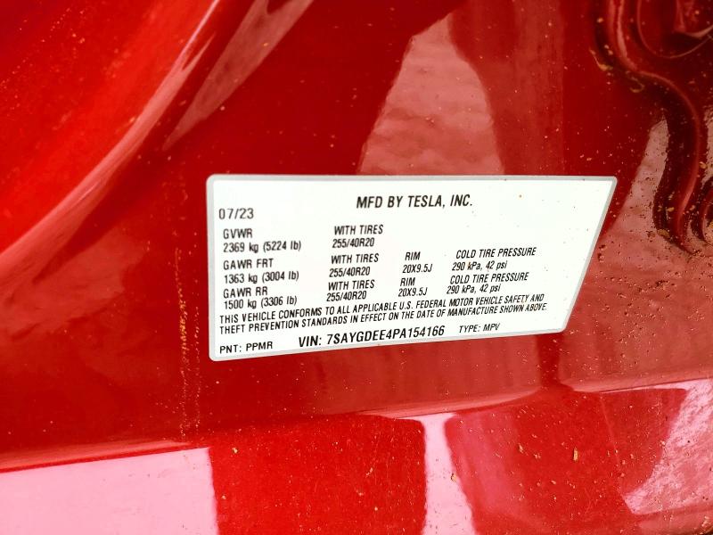 Продаж на аукціоні авто 2023 Tesla Model Y, vin: 7SAYGDEE4PA154166, номер лоту: 52760056