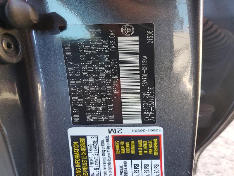 54727076 :رقم المزاد ، 4T1BF3EK5BU173751 vin ، 2011 Toyota Camry مزاد بيع