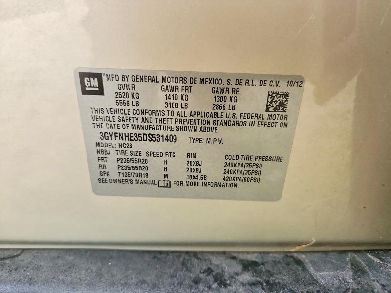 54557346 :رقم المزاد ، 3GYFNHE35DS531409 vin ، 2013 Cadillac Srx مزاد بيع