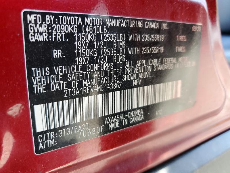 Продажа на аукционе авто 2021 Toyota Rav4, vin: 2T3A1RFV4MC143867, номер лота: 53737436