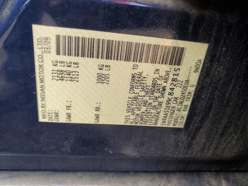 2009 Nissan Maxima მანქანა იყიდება აუქციონზე, vin: 1N4AA51E99C842815, აუქციონის ნომერი: 53576836