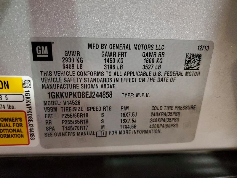 Aukcja sprzedaży 2014 Gmc Acadia, vin: 1GKKVPKD8EJ244858, numer aukcji: 53455796