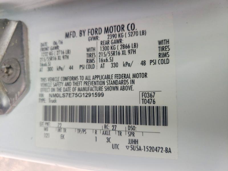 52156976 :رقم المزاد ، NM0LS7E75G1291599 vin ، 2016 Ford Transit Connect مزاد بيع