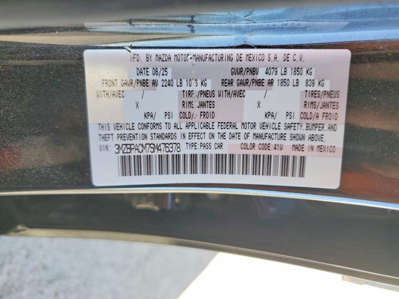 54644466 :رقم المزاد ، 3MZBPACM7SM476378 vin ، 2025 Mazda 3 مزاد بيع