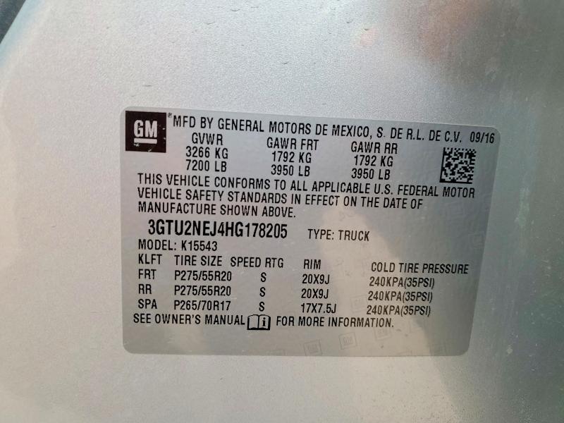 53317426 :رقم المزاد ، 3GTU2NEJ4HG178205 vin ، 2017 Gmc Sierra مزاد بيع