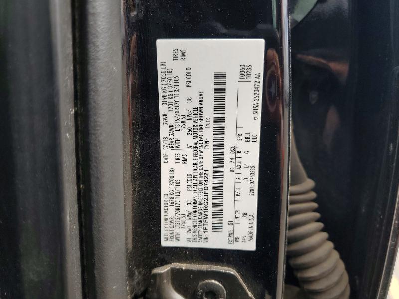 2018 Ford F150 მანქანა იყიდება აუქციონზე, vin: 1FTFW1RG2JFD74221, აუქციონის ნომერი: 54397116