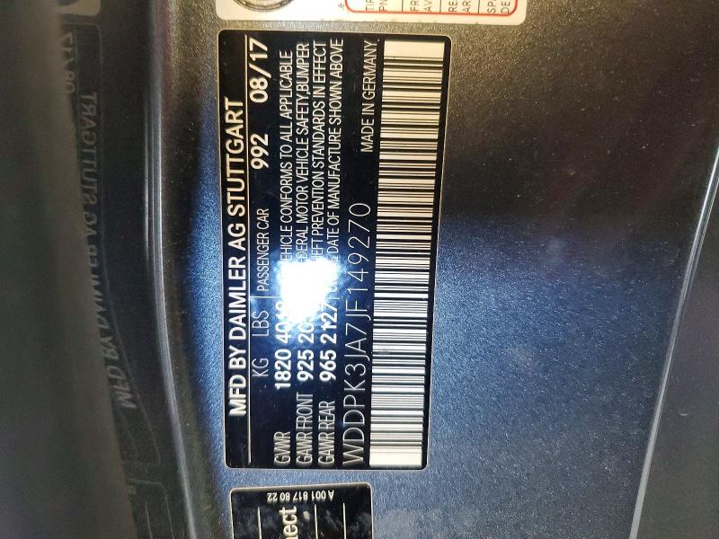 Auction sale of the 2018 Mercedes-benz Slc, vin: WDDPK3JA7JF149270, lot number: 54624786