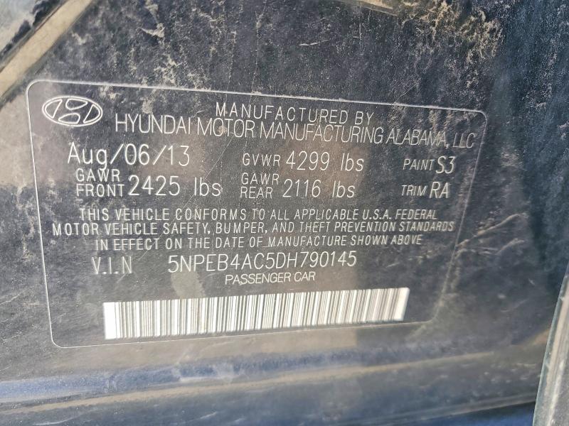52669056 :رقم المزاد ، 5NPEB4AC5DH790145 vin ، 2013 Hyundai Sonata مزاد بيع