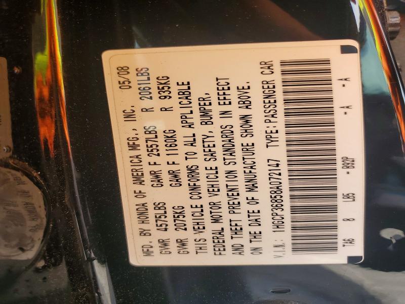 52669006 :رقم المزاد ، 1HGCP36858A072147 vin ، 2008 Honda Accord مزاد بيع