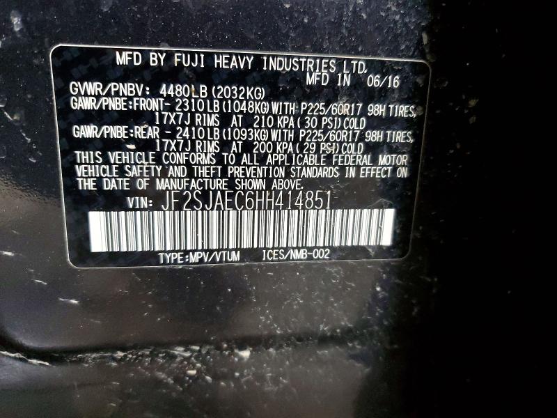 Продажа на аукционе авто 2017 Subaru Forester, vin: JF2SJAEC6HH414851, номер лота: 51979666