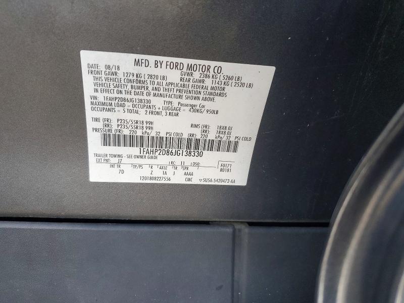 Продаж на аукціоні авто 2018 Ford Taurus, vin: 1FAHP2D86JG138330, номер лоту: 52880696