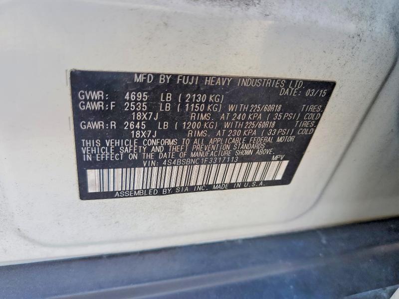 Aukcja sprzedaży 2015 Subaru Outback, vin: 4S4BSBNC1F3317113, numer aukcji: 52491606