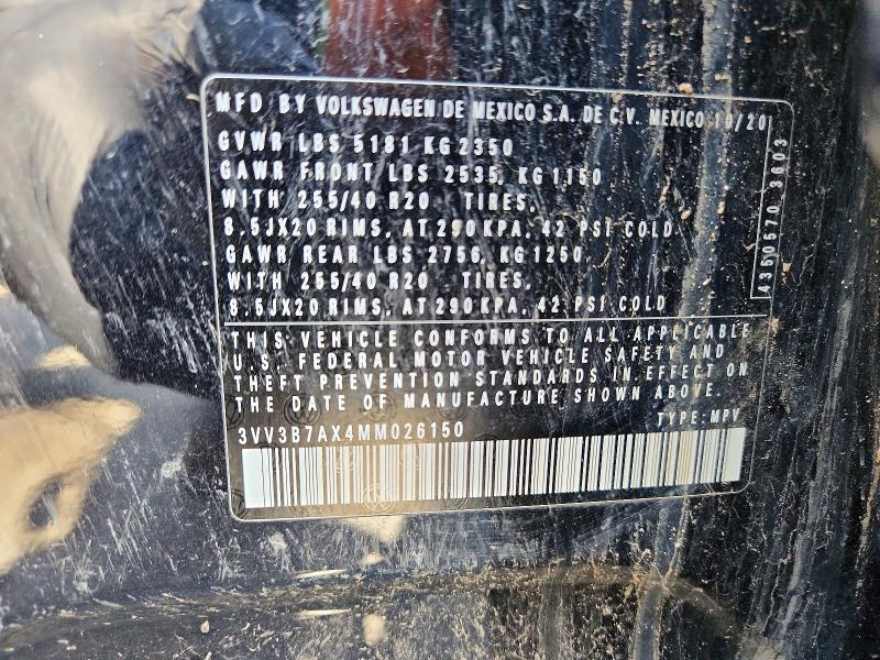 Aukcja sprzedaży 2021 Volkswagen Tiguan, vin: 3VV3B7AX4MM026150, numer aukcji: 53795946