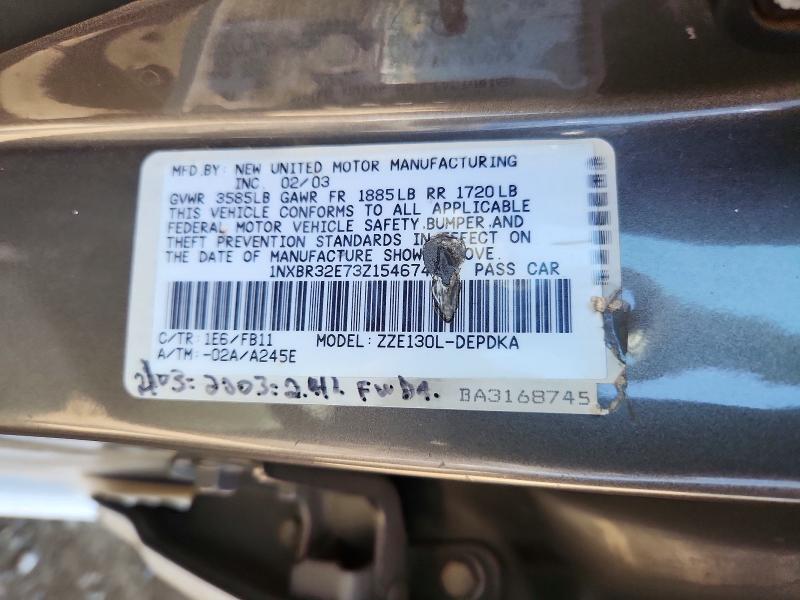Продажа на аукционе авто 2003 Toyota Corolla, vin: 1NXBR32E73Z154674, номер лота: 54993086