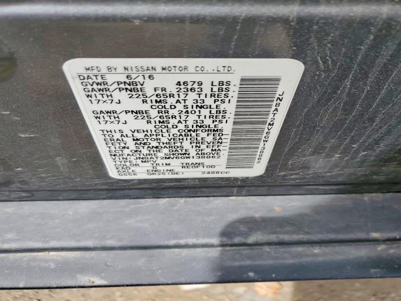 Продажа на аукционе авто 2016 Nissan Rogue, vin: JN8AT2MV6GW138862, номер лота: 54310616
