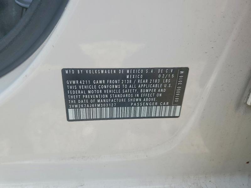 Aukcja sprzedaży 2015 Volkswagen Jetta, vin: 3VW2K7AJ6FM303127, numer aukcji: 54604846