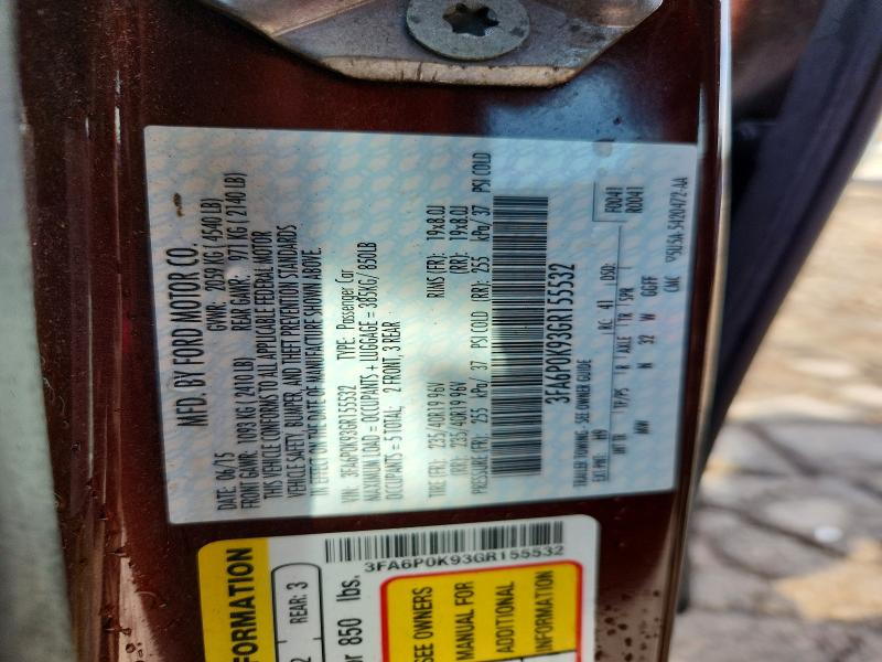 Продаж на аукціоні авто 2016 Ford Fusion, vin: 3FA6P0K93GR155532, номер лоту: 52075776