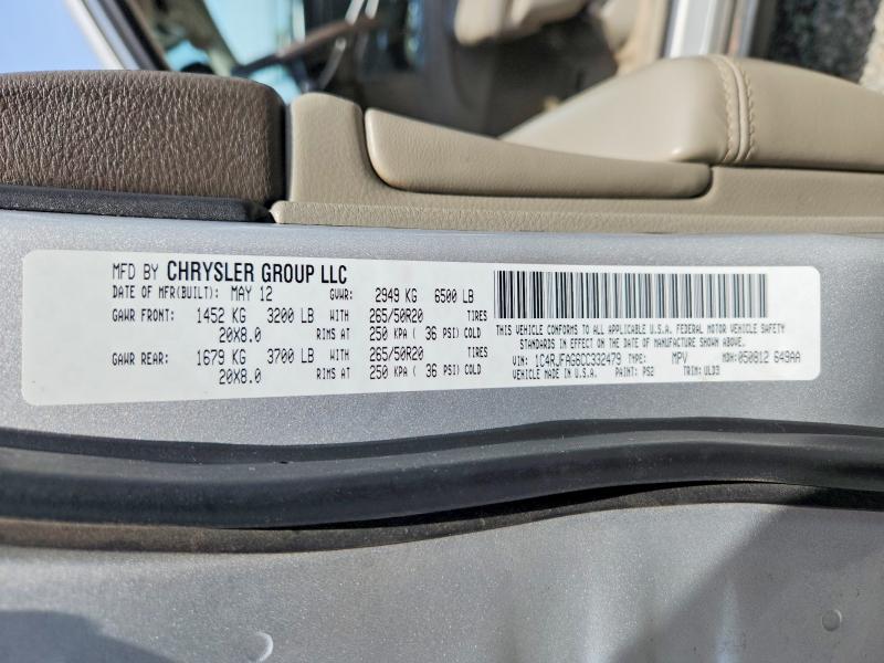 54021696 :رقم المزاد ، 1C4RJFAG6CC332479 vin ، 2012 Jeep Grand Cherokee مزاد بيع