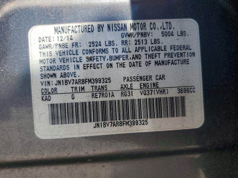 Aukcja sprzedaży 2015 Infiniti Q50, vin: JN1BV7AR8FM399325, numer aukcji: 55520986