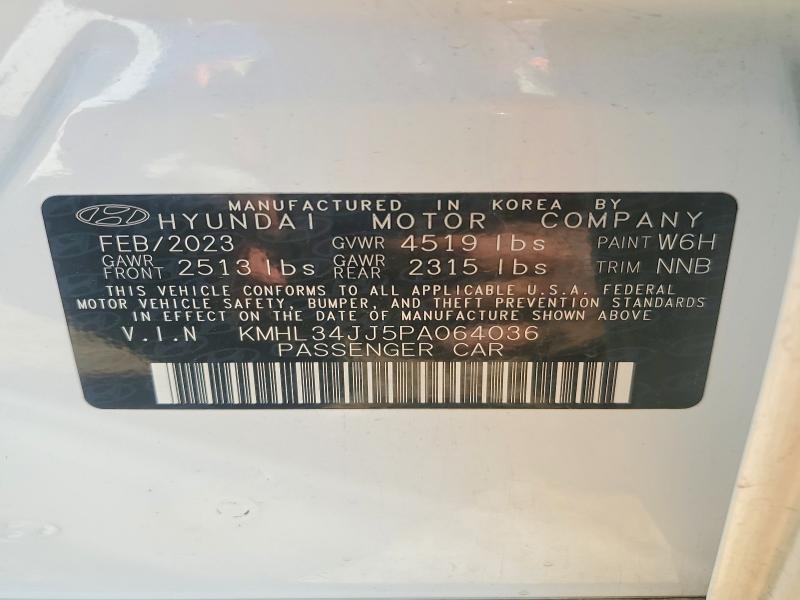 Auction sale of the 2023 Hyundai Sonata Hybrid, vin: KMHL34JJ5PA064036, lot number: 54343236
