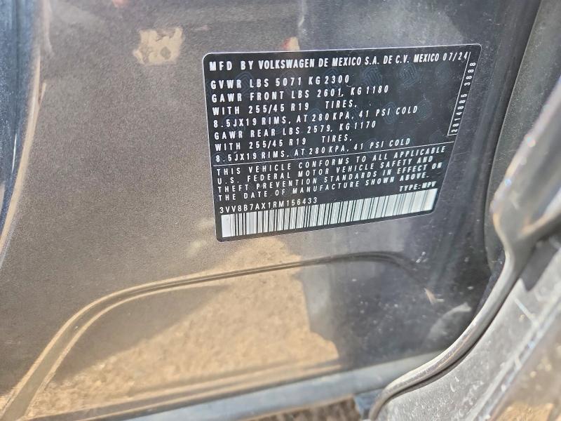 2024 Volkswagen Tiguan მანქანა იყიდება აუქციონზე, vin: 3VV8B7AX1RM156433, აუქციონის ნომერი: 53882946