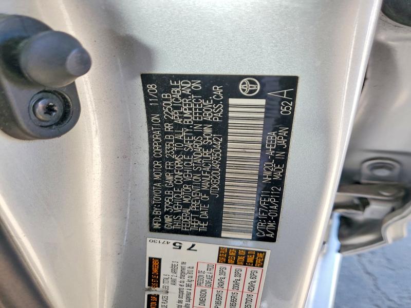 Aukcja sprzedaży 2009 Toyota Prius, vin: JTDKB20U493504421, numer aukcji: 54450366