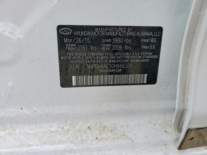 2016 Hyundai Elantra მანქანა იყიდება აუქციონზე, vin: 5NPDH4AE3GH666326, აუქციონის ნომერი: 52098746
