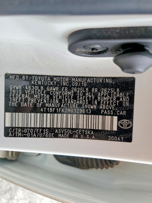 Продаж на аукціоні авто 2017 Toyota Camry, vin: 4T1BF1FK2HU329613, номер лоту: 53303346