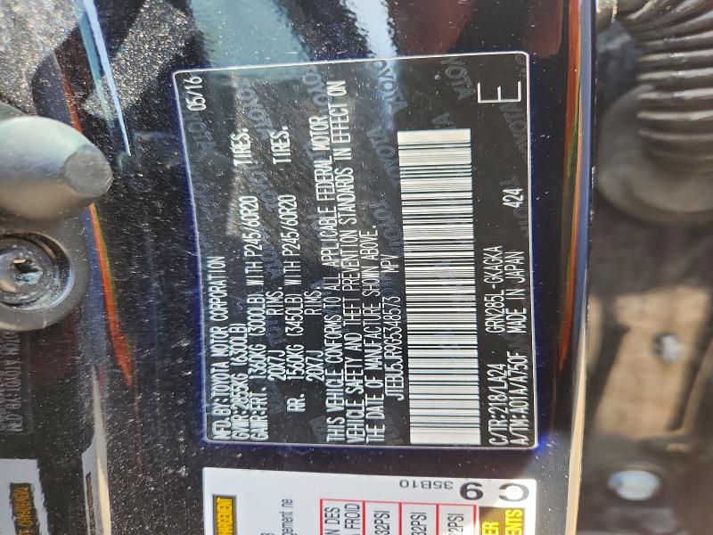 Aukcja sprzedaży 2016 Toyota 4runner, vin: JTEBU5JR9G5348573, numer aukcji: 54593586