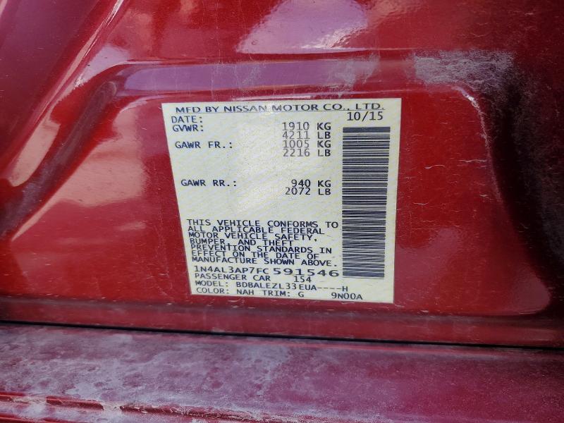 Продажа на аукционе авто 2015 Nissan Altima, vin: 1N4AL3AP7FC591546, номер лота: 54067856