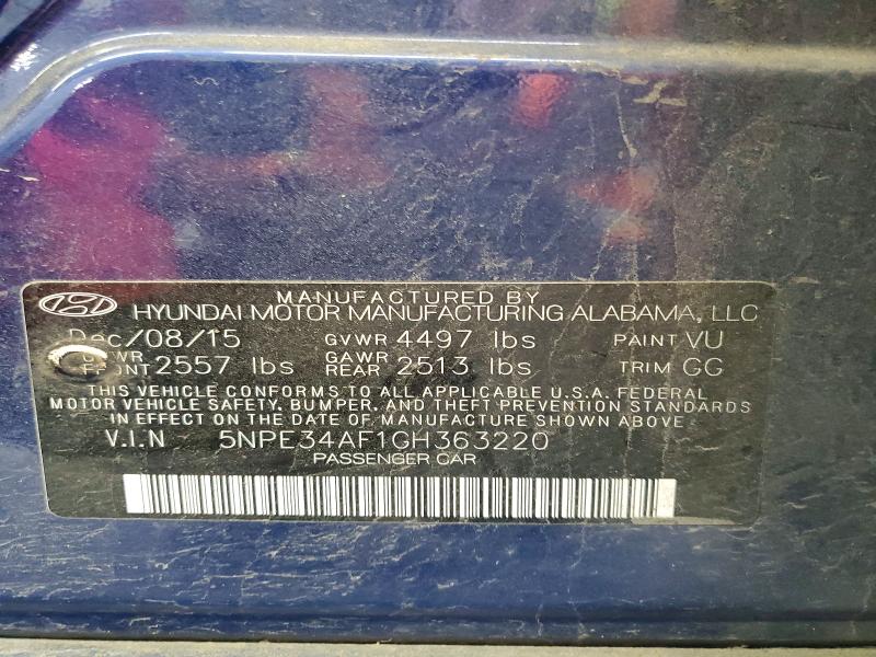 Aukcja sprzedaży 2016 Hyundai Sonata, vin: 5NPE34AF1GH363220, numer aukcji: 53383056