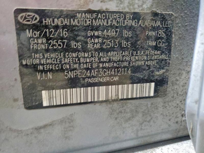 55358256 :رقم المزاد ، 5NPE24AF3GH412114 vin ، 2016 Hyundai Sonata مزاد بيع