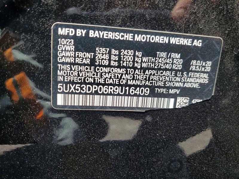 54168716 :رقم المزاد ، 5UX53DP06R9U16409 vin ، 2024 Bmw X3 مزاد بيع