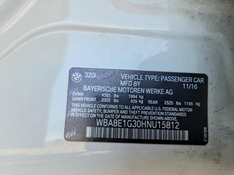 Продажа на аукционе авто 2017 Bmw 320, vin: WBA8E1G30HNU15812, номер лота: 53848936