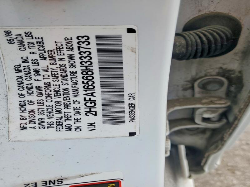 Aukcja sprzedaży 2008 Honda Civic, vin: 2HGFA16568H333733, numer aukcji: 55035736