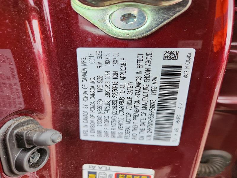 53702416 :رقم المزاد ، 2HKRW2H55HH649275 vin ، 2017 Honda Cr-v مزاد بيع