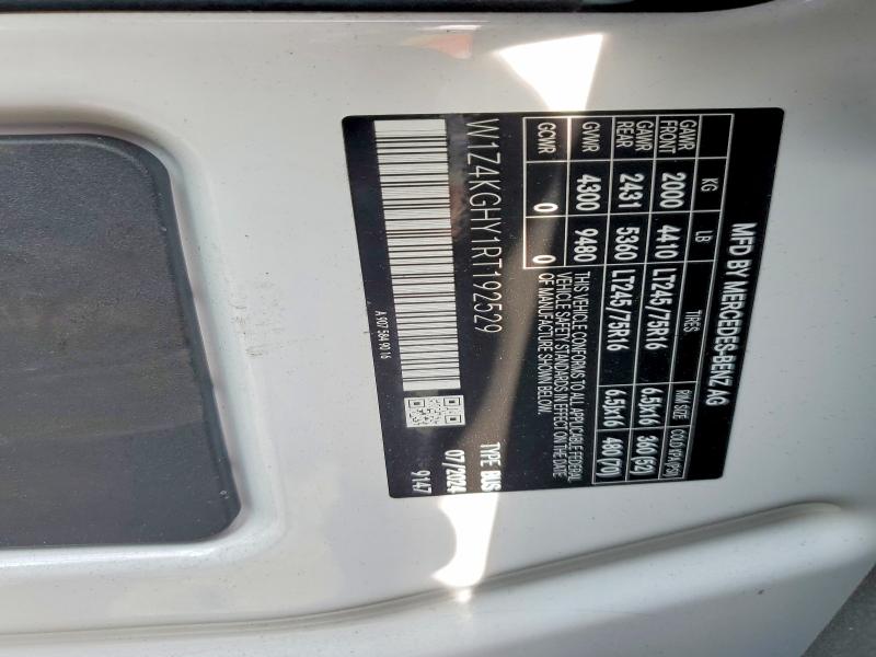 2024 Mercedes-benz Sprinter მანქანა იყიდება აუქციონზე, vin: W1Z4KGHY1RT192529, აუქციონის ნომერი: 52324176
