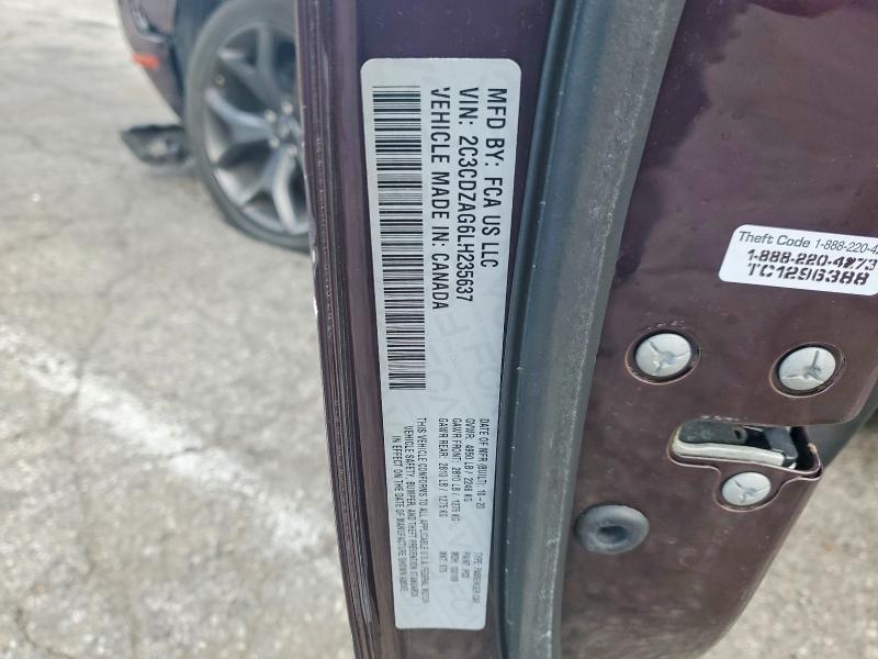 Продаж на аукціоні авто 2020 Dodge Challenger, vin: 2C3CDZAG6LH235637, номер лоту: 53307316
