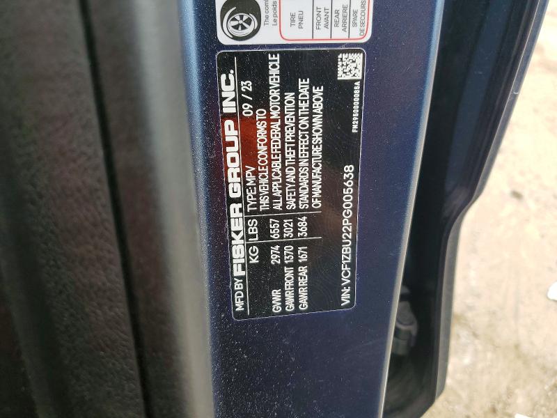 Продаж на аукціоні авто 2023 Fisker Ocean, vin: VCF1ZBU22PG005638, номер лоту: 52678566