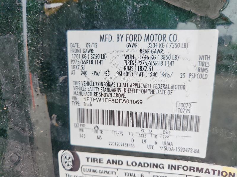 54173066 :رقم المزاد ، 1FTFW1EF8DFA01069 vin ، 2013 Ford F150 مزاد بيع