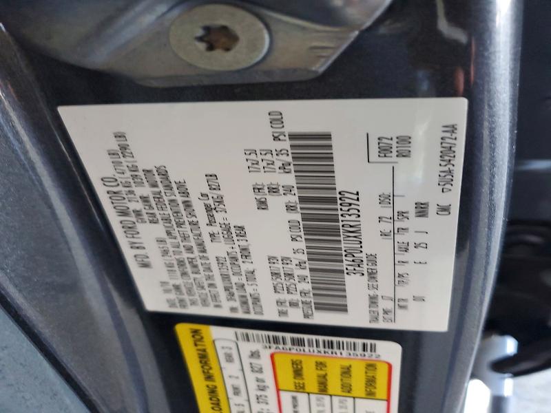 53660316 :رقم المزاد ، 3FA6P0LUXKR135922 vin ، 2019 Ford Fusion مزاد بيع