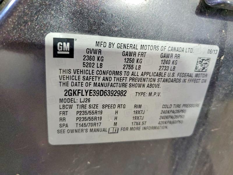 Продаж на аукціоні авто 2013 Gmc Terrain, vin: 2GKFLYE39D6392982, номер лоту: 55273596