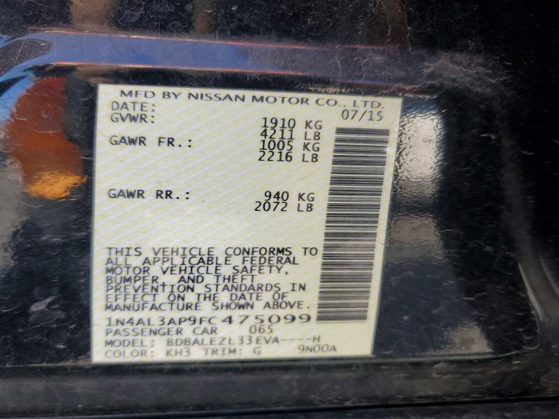 54008296 :رقم المزاد ، 1N4AL3AP9FC475099 vin ، 2015 Nissan Altima مزاد بيع